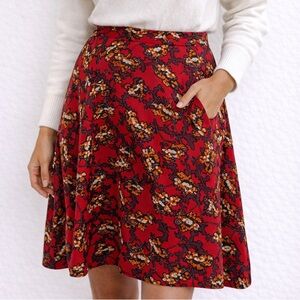 Ann Taylor Red Floral A-Line Skirt – Size 11/12 (NWT)